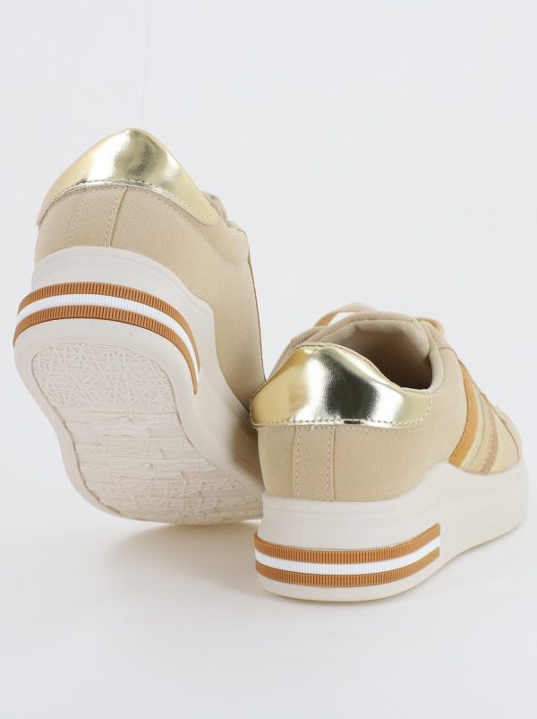 Pantofi Sport Dama cu șiret piele eco bej BS248EV2307129 120