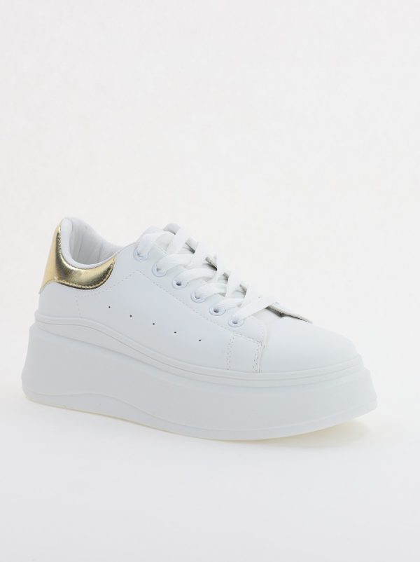 Pantofi Sport Dama - Pantofi sport dama cu talpa groasa Alb-auriu (BS109BO2307061)