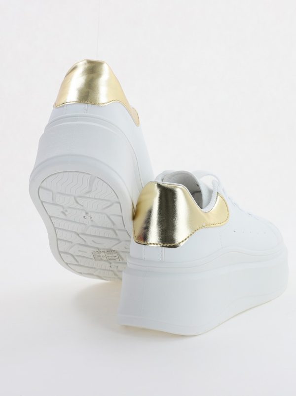 Pantofi sport dama cu talpa groasa Alb-auriu (BS109BO2307061) 119