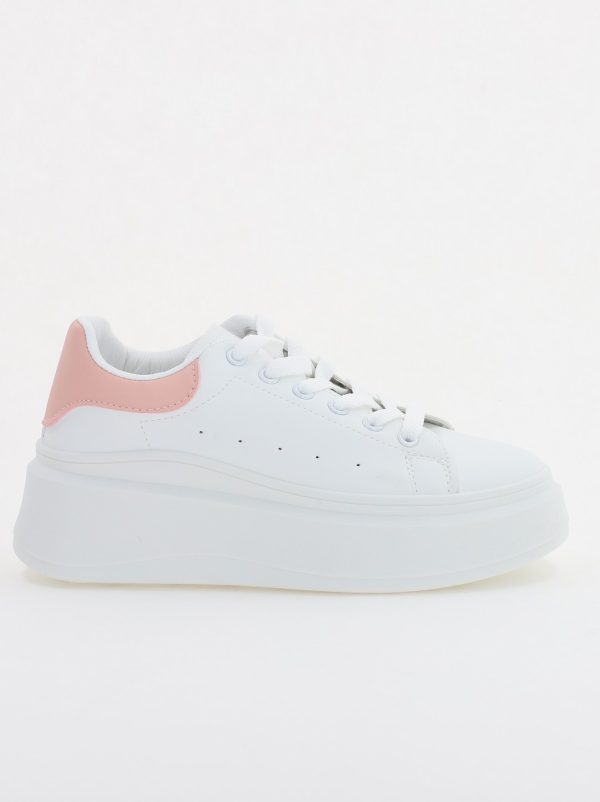 Pantofi sport dama cu talpa groasa Alb-roz (BS109BO2307060) 120