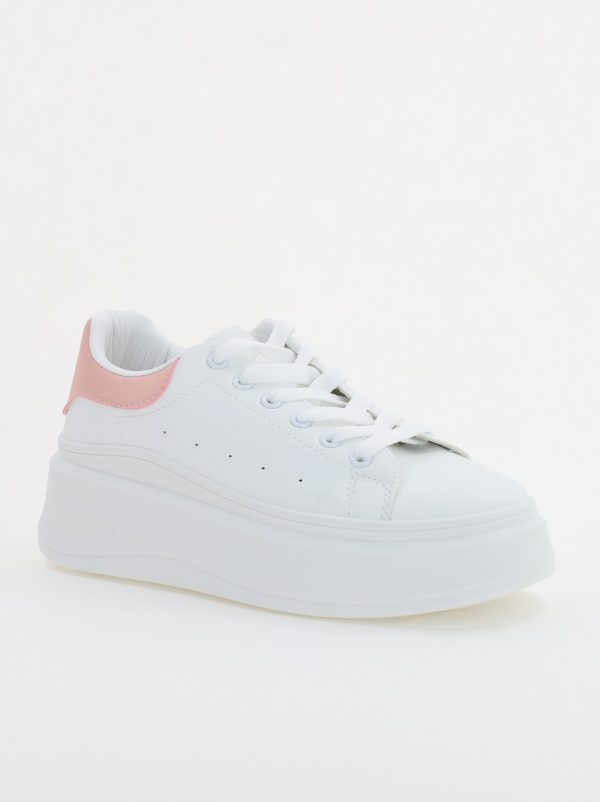 Pantofi Sport Dama - Pantofi sport dama cu talpa groasa Alb-roz (BS109BO2307060)