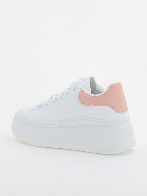 Pantofi sport dama cu talpa groasa Alb-roz (BS109BO2307060) 121