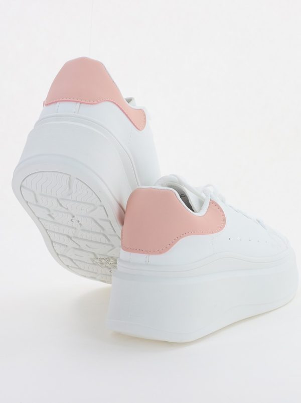 Pantofi sport dama cu talpa groasa Alb-roz (BS109BO2307060) 119