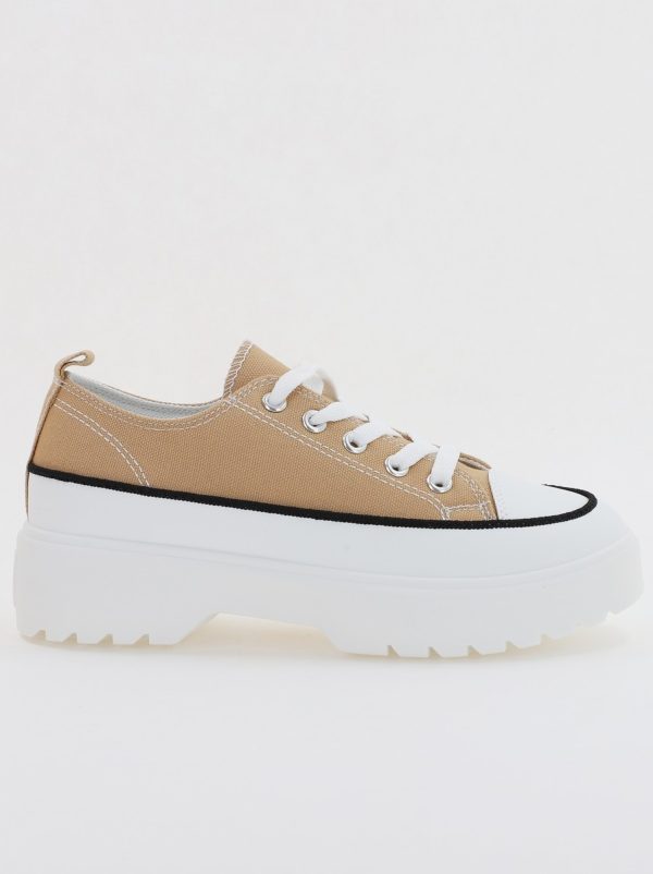 Pantofi Sport Dama tip teniși cu șiret kaki BS116BO2307055 122