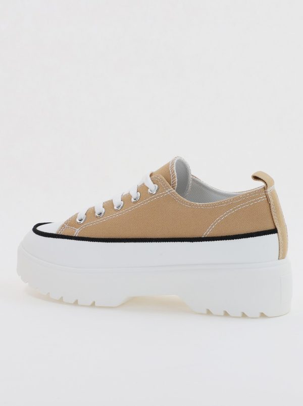 Pantofi Sport Dama tip teniși cu șiret kaki BS116BO2307055 124