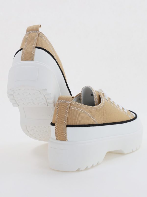Pantofi Sport Dama tip teniși cu șiret kaki BS116BO2307055 120