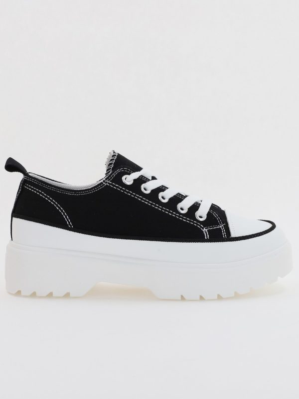 Pantofi Sport Dama tip teniși cu șiret negru BS116BO2307054 122