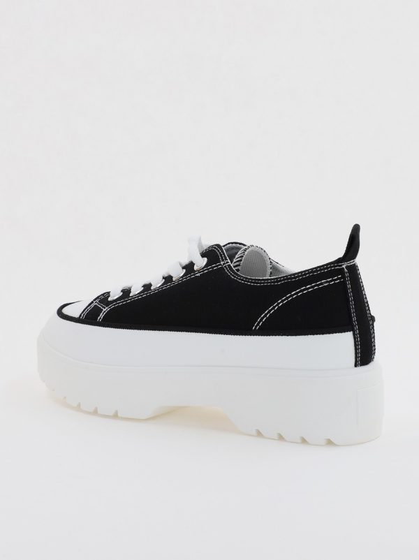 Pantofi Sport Dama tip teniși cu șiret negru BS116BO2307054 124