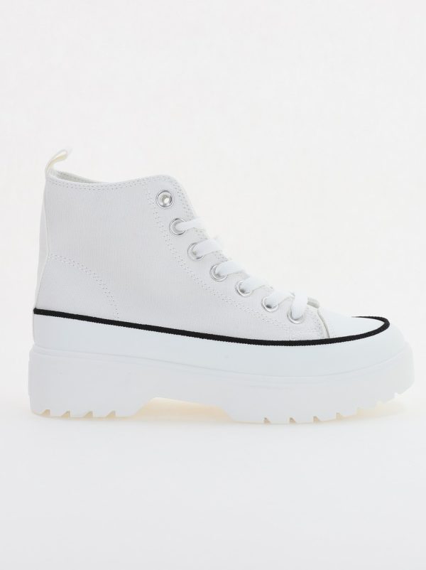 Pantofi Sport Dama Tip Teniși înalt cu șiret Alb BS115BO2307068 122