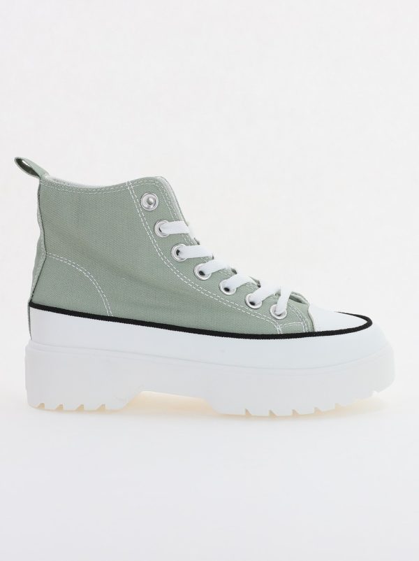 Pantofi Sport Dama Tip Teniși înalt cu șiret Verde BS115BO2307069 122