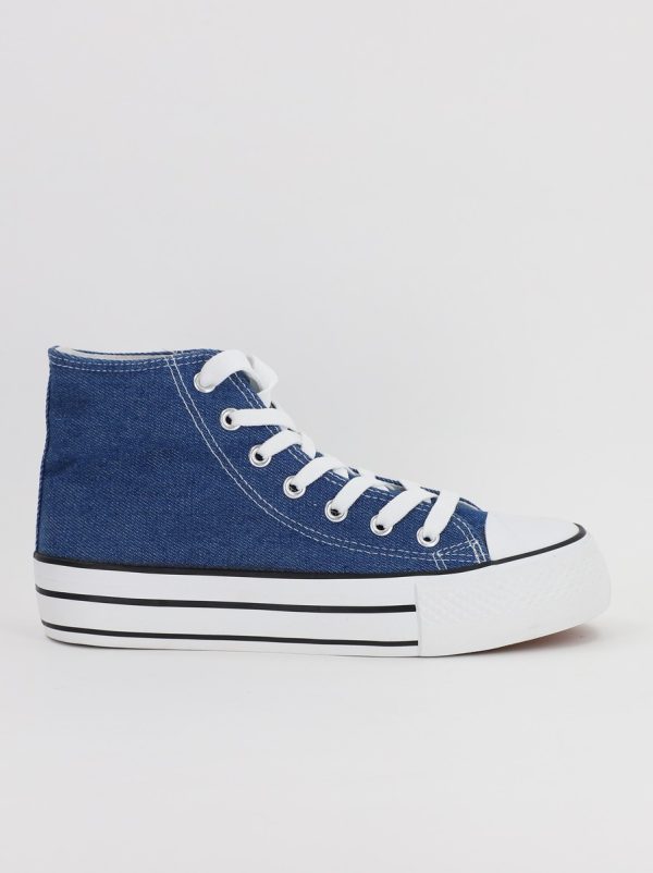 Pantofi sport pentru femei de tip teniși de culoare albastru denim design înalt BS308A2307155 120