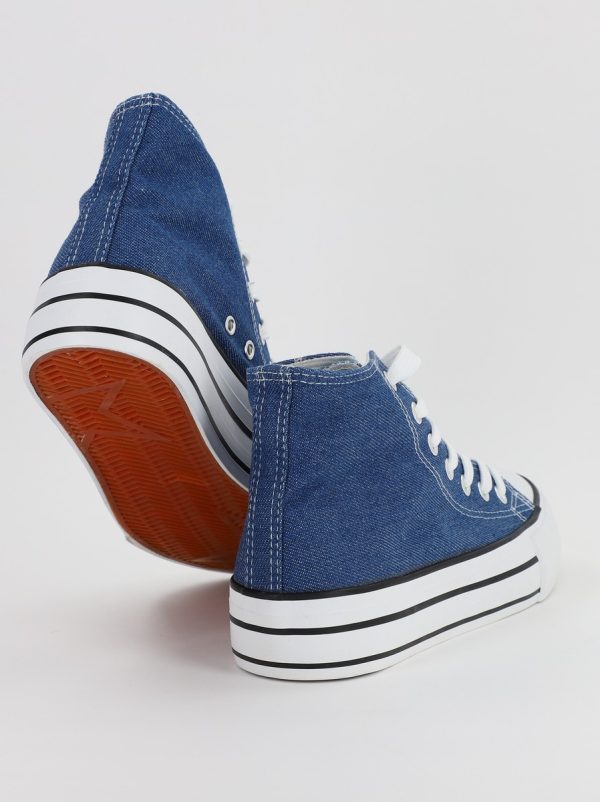 Pantofi sport pentru femei de tip teniși de culoare albastru denim design înalt BS308A2307155 125