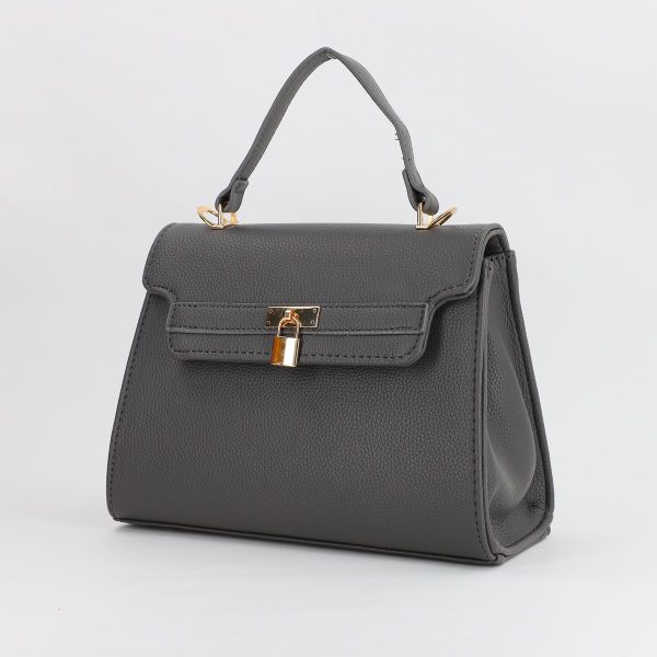 Poseta dama casual de mana din piele ecologica cu un compartiment Gri Maxfly (BS7804K2307272) 119