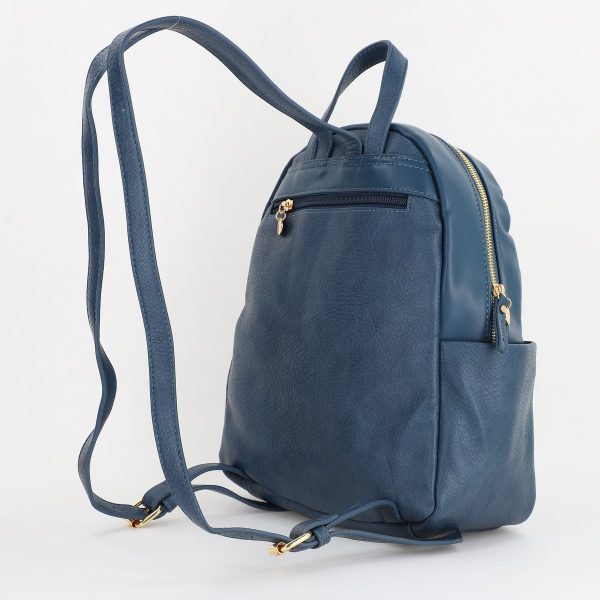 Rucsac dama piele ecologica cu buzunare frontale si laterale Albastru Lulu Castagnette BS2347RU2307207 120