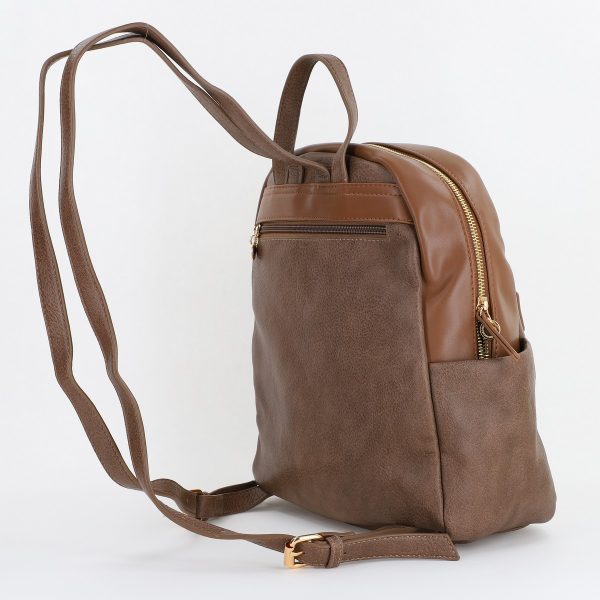 Rucsac dama piele ecologica cu buzunare frontale si laterale Maro inchis Lulu Castagnette BS2347RU2307208 120