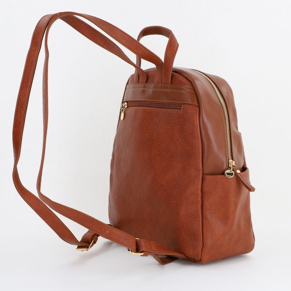 Rucsac dama piele ecologica cu buzunare frontale si laterale Maro Lulu Castagnette BS2347RU2307209 120