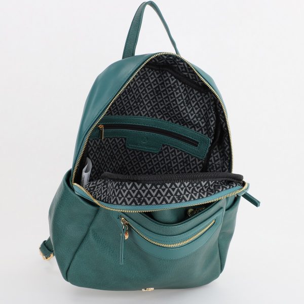 Rucsac dama piele ecologica cu buzunare frontale si laterale Verde Lulu Castagnette BS2347RU2307210 121