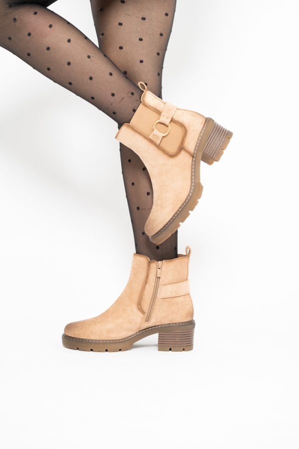 Botine damă din piele ecologică întoarsă Maro Capuccino (BS2611BO2310095) 121