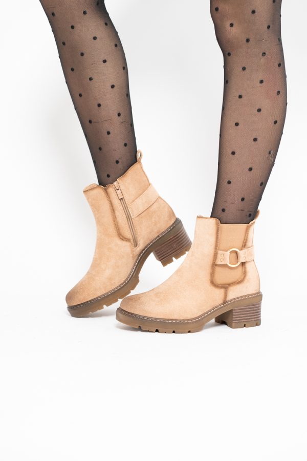 Botine damă din piele ecologică întoarsă Maro Capuccino (BS2611BO2310095) 123