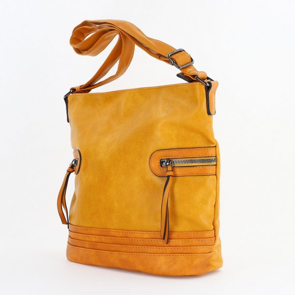 Geanta casual tip postas femei din piele ecologica texturata Galben cu fermoar MariaC BS479MC2307232 119