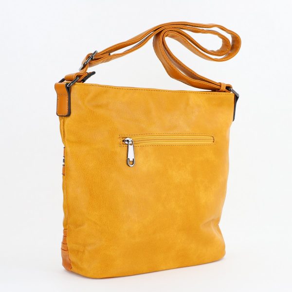 Geanta casual tip postas femei din piele ecologica texturata Galben cu fermoar MariaC BS479MC2307232 120