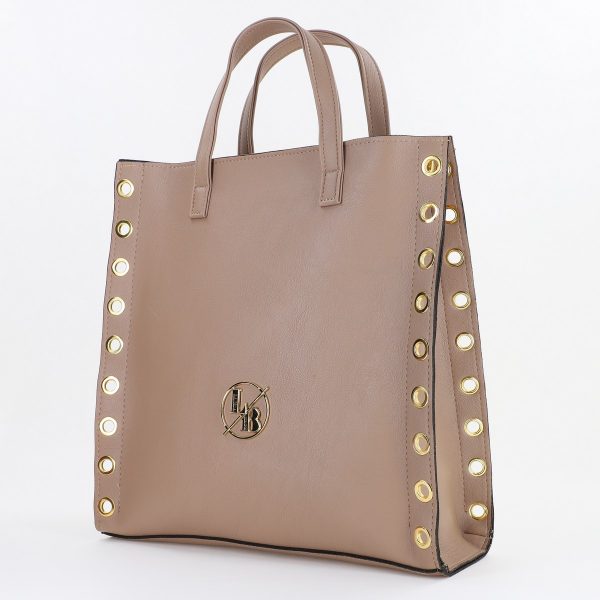 Geanta Dama Shopper Piele Ecologica Taupe cu Doua Compartimente Laura Biaggi BS123JS23090369 120
