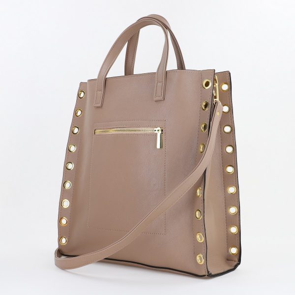 Geanta Dama Shopper Piele Ecologica Taupe cu Doua Compartimente Laura Biaggi BS123JS23090369 122