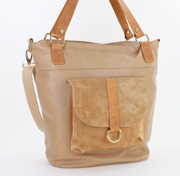 Geanta Dama Shopper Piele Ecologica Taupe Compartiment Laura Biaggi BS32LS23090341 119