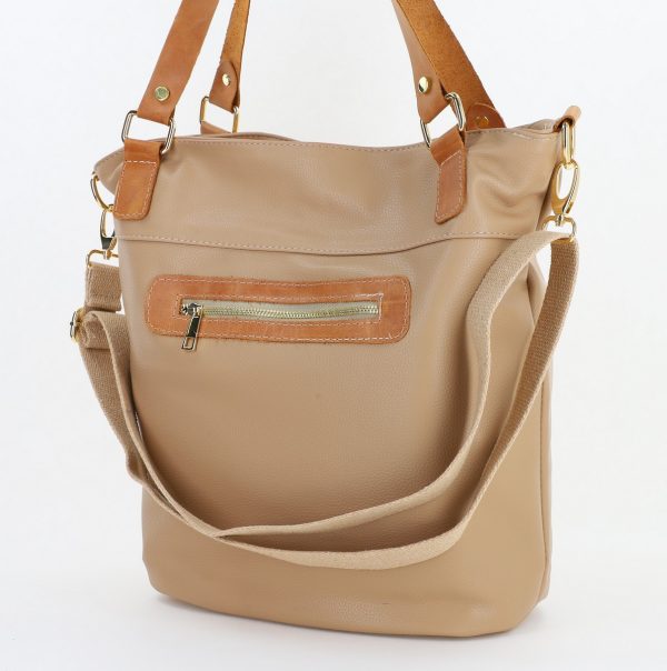 Geanta Dama Shopper Piele Ecologica Taupe Compartiment Laura Biaggi BS32LS23090341 121