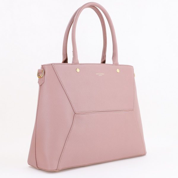 David Jones - Geanta office dama din piele ecologica roz un compartiment David Jones BS7009DJ2309003