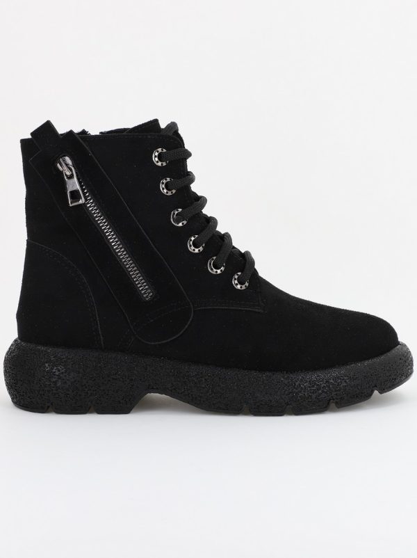 Ghete Femei cu Siret Talpa Groasa Piele Ecologica Negru (BS2002BT2309221) 121
