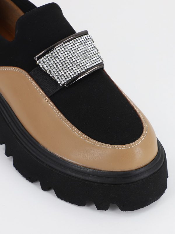 Mocasini Dama Tapla Groasa cu Elastic Maro cu Negru BS1259AY2309144 120