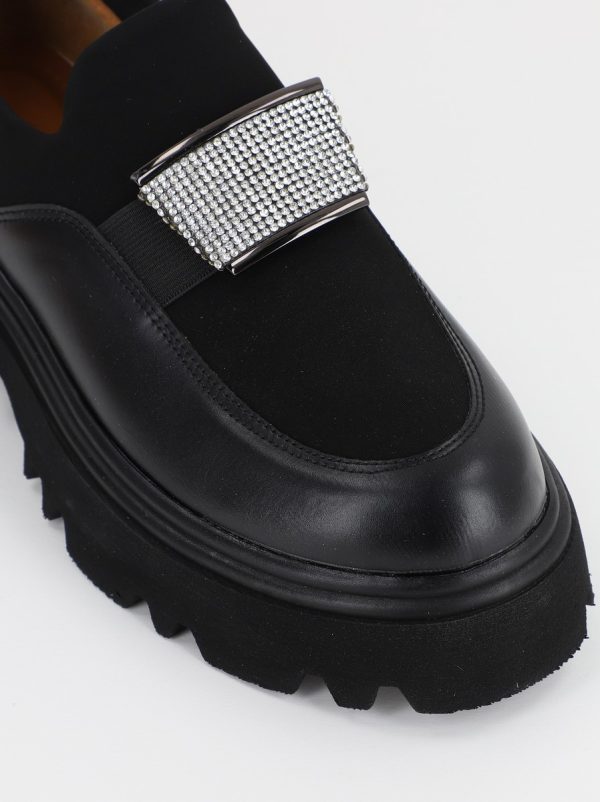 Mocasini Dama Tapla Groasa cu Elastic Negru BS1259AY2309145 120
