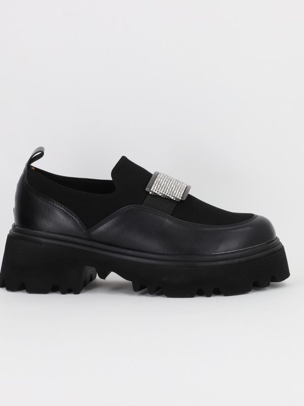 Mocasini Dama Tapla Groasa cu Elastic Negru BS1259AY2309145 121