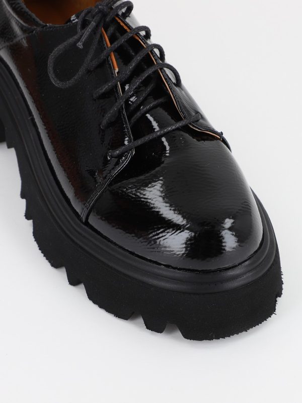 Mocasini Dama Tapla Groasa cu Sireturi Negru BS1258AY2309142 119