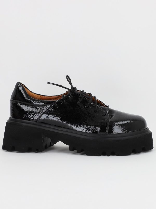 Mocasini Dama Tapla Groasa cu Sireturi Negru BS1258AY2309142 120
