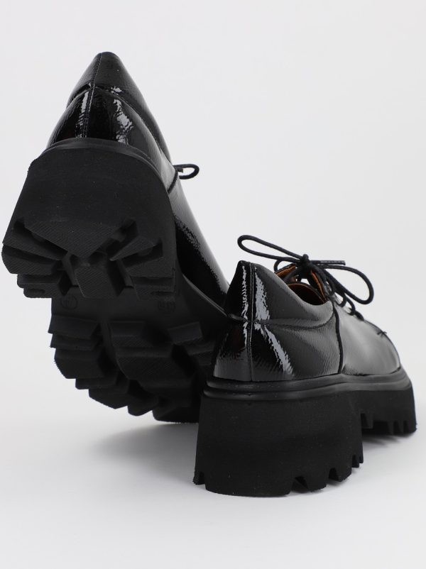 Mocasini Dama Tapla Groasa cu Sireturi Negru BS1258AY2309142 122