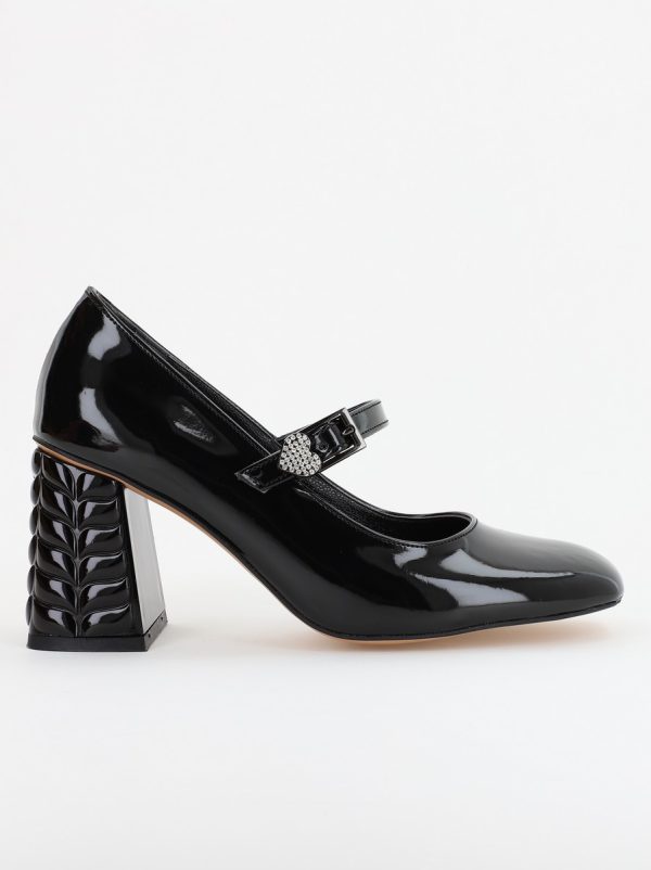 Pantofi cu Toc Eleganti Design Inimioara cu Pietricele din Piele Ecologica culoare Negru Lucios - BS400AY2309248 120