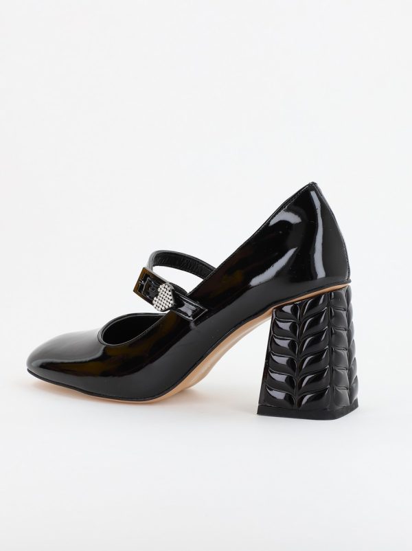 Pantofi cu Toc Eleganti Design Inimioara cu Pietricele din Piele Ecologica culoare Negru Lucios - BS400AY2309248 121