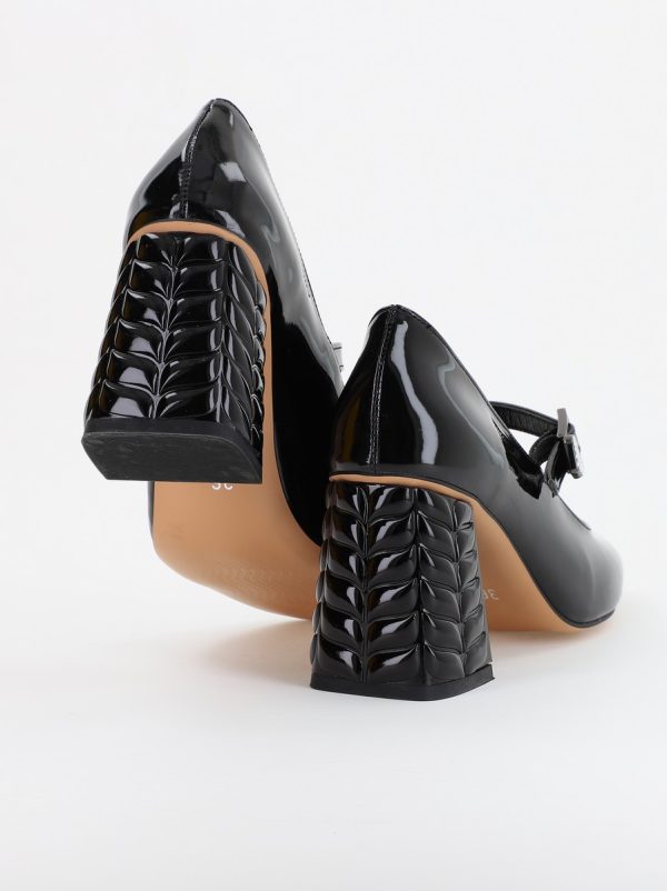 Pantofi cu Toc Eleganti Design Inimioara cu Pietricele din Piele Ecologica culoare Negru Lucios - BS400AY2309248 119