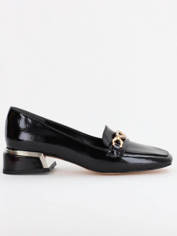 Pantofi cu Toc jos Eleganti Ornamente cu Pietricele din Piele Ecologica Negru Lucios - BS152BA2309233 122