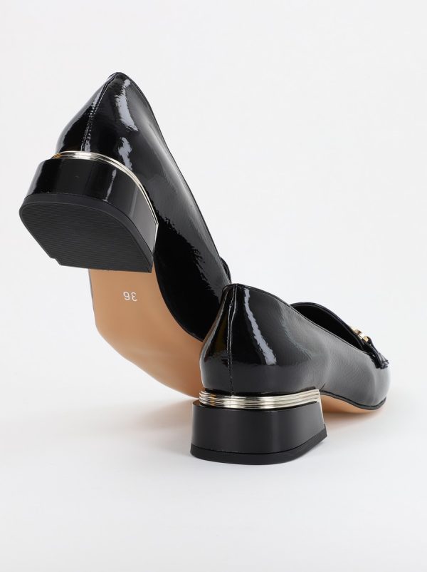 Pantofi cu Toc jos Eleganti Ornamente cu Pietricele din Piele Ecologica Negru Lucios - BS152BA2309233 119