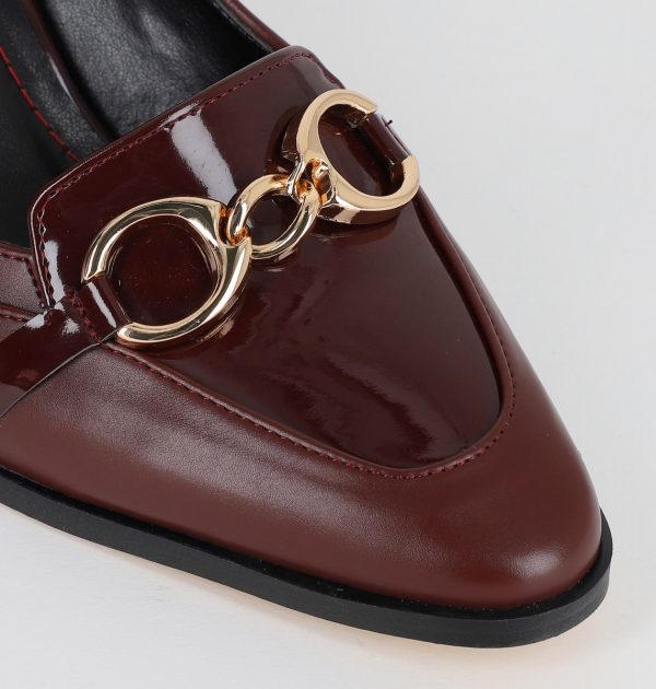 Pantofi Dama cu Toc din Piele Ecologica design cu lant bordo - BS520AY2309129 122