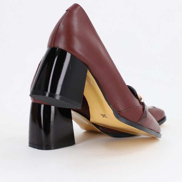 Pantofi Dama cu Toc din Piele Ecologica design cu lant bordo - BS520AY2309129 121