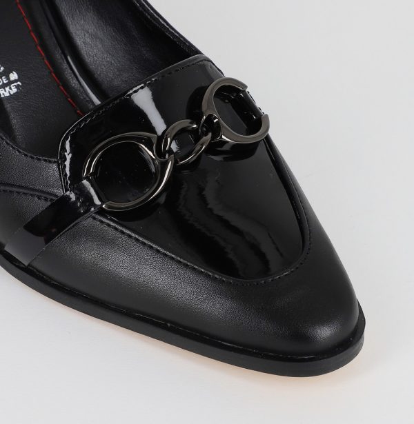 Pantofi Dama cu Toc din Piele Ecologica design cu lant negru - BS520AY2309131 119