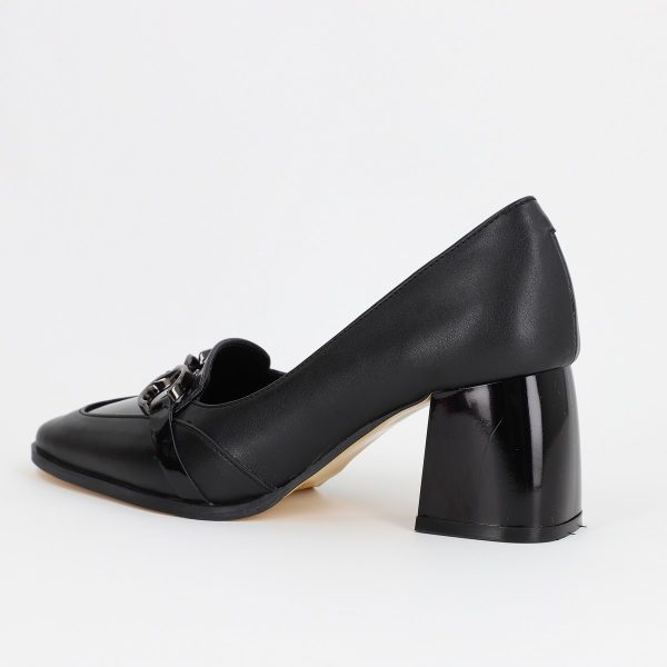Pantofi Dama cu Toc din Piele Ecologica design cu lant negru - BS520AY2309131 121