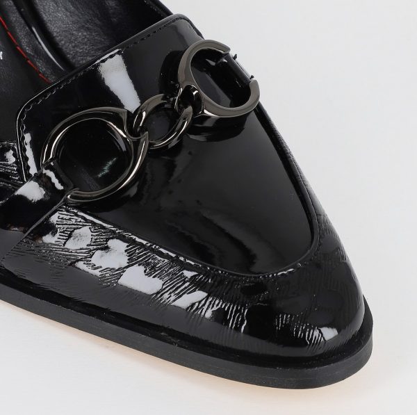Pantofi Dama cu Toc din Piele Ecologica design cu lant negru - BS520AY2309127 122