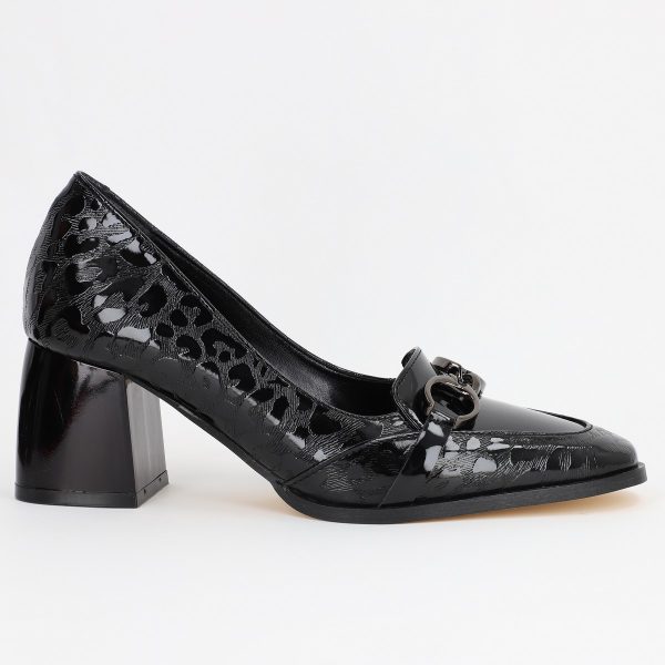Pantofi Dama cu Toc din Piele Ecologica design cu lant negru - BS520AY2309127 119