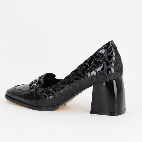 Pantofi Dama cu Toc din Piele Ecologica design cu lant negru - BS520AY2309127 120