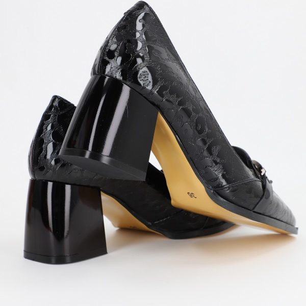 Pantofi Dama cu Toc din Piele Ecologica design cu lant negru - BS520AY2309127 121